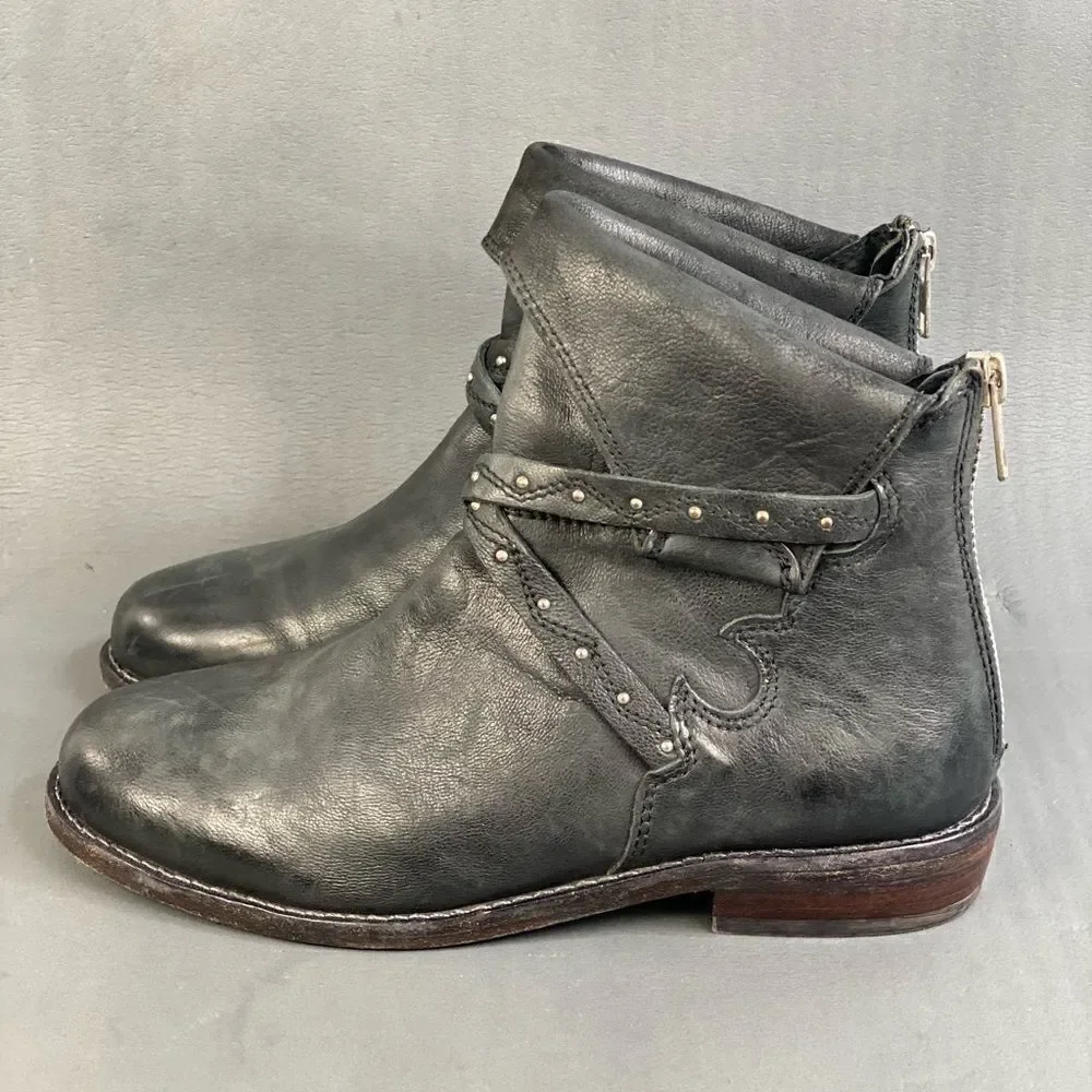 FREE PEOPLE Alamosa Ankle Black leather booties  size 5.5 (36)